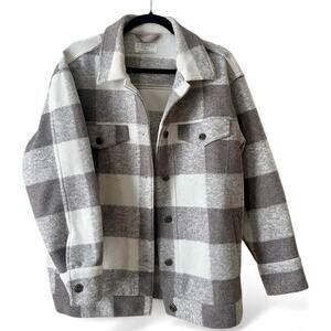 NEW Z Supply Preston Knit Plaid Shirt Jacket, Slate Grey - Size Small